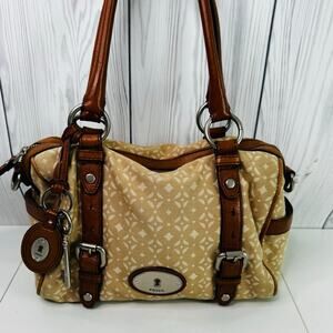 Fossil Maddox Satchel  Bag Tote Handbag w/ Key and Hangtag Canvas Leather